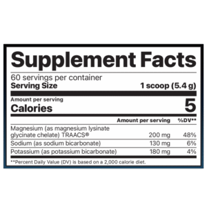 Supplement Facts for Jigsaw MagSoothe Tart Raspberry Lemonade showing 200 mg magnesium glycinate, sodium, and potassium per scoop