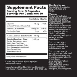 nuchido time+ nad+ supplement facts label ingredients dosage regenerize health