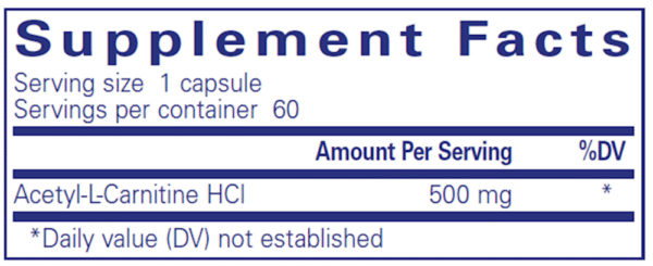 Acetyl-l-Carnitine 500 mg 60's - Image 2