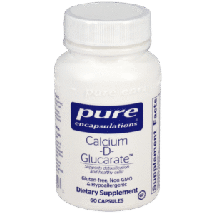 Pure Encapsulations Calcium-D-Glucarate supplement bottle, 60 capsules, supports detoxification and cellular health
