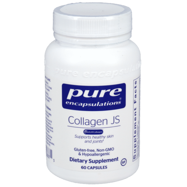 Pure Encapsulations Collagen JS supplement bottle, 60 capsules, supports healthy skin and joints