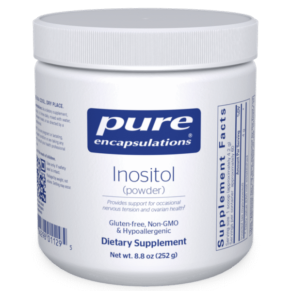 Pure Encapsulations Inositol powder dietary supplement, 252 g, supports mood, emotional wellness, and ovarian health.