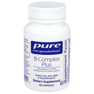 Pure Encapsulations B-Complex Plus dietary supplement bottle, 60 capsules