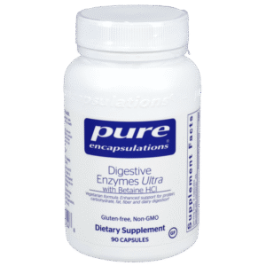 Pure Encapsulations Digestive Enzymes Ultra with betaine HCl dietary supplement bottle, 90 capsules