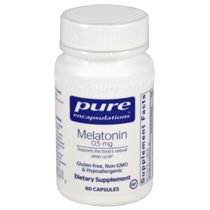 pure encapsulations melatonin 0.5 mg bottle 60 capsules gluten free non gmo hypoallergenic supports natural sleep cycle